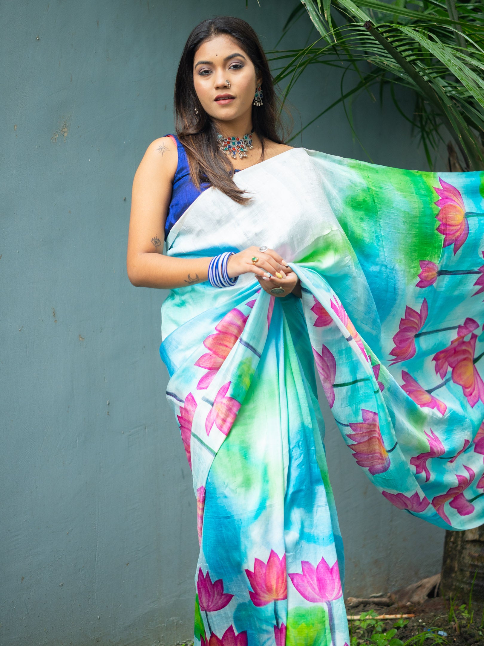 Padma hand painted silk Saree