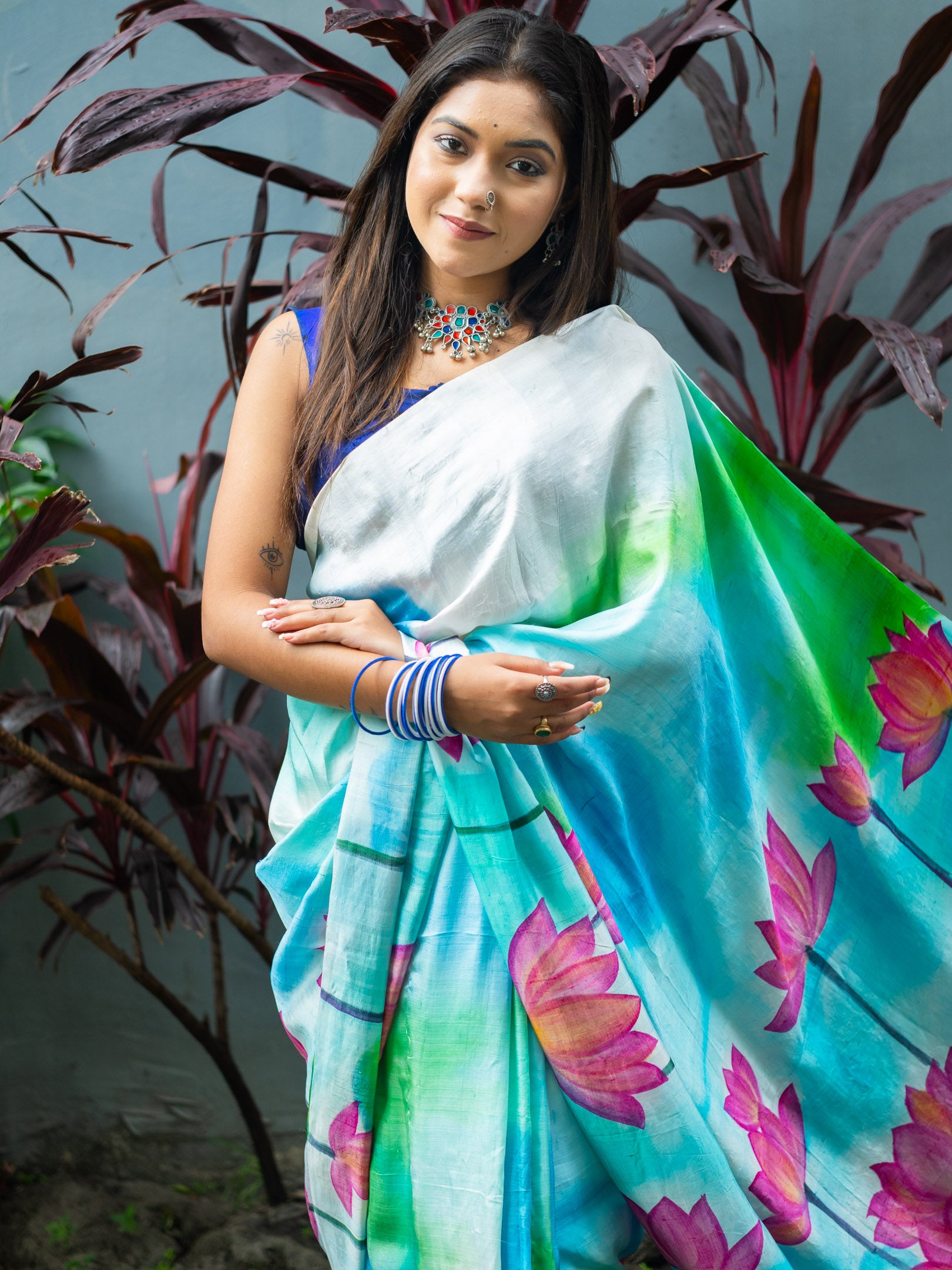 Padma hand painted silk Saree