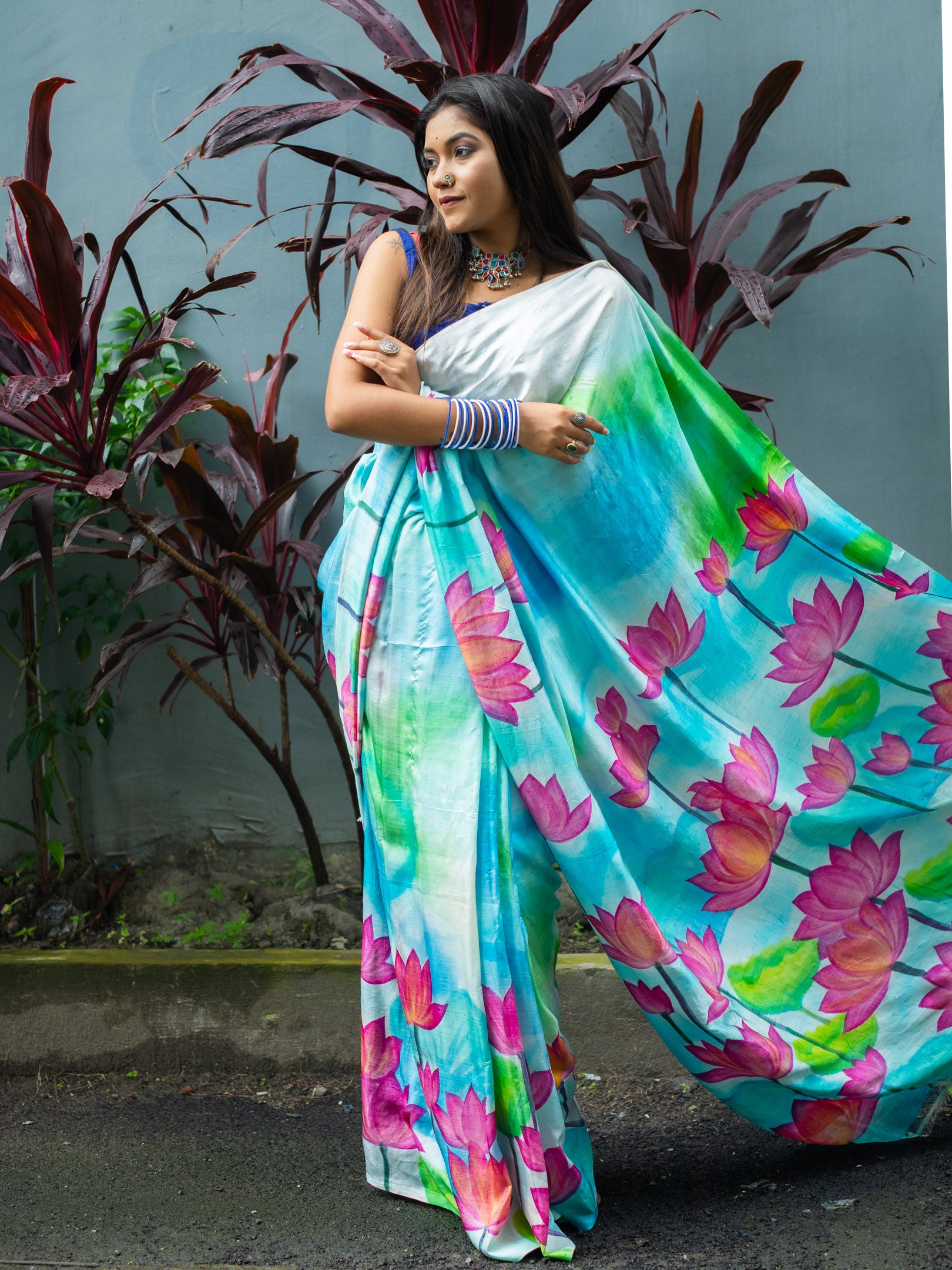 Padma hand painted silk Saree