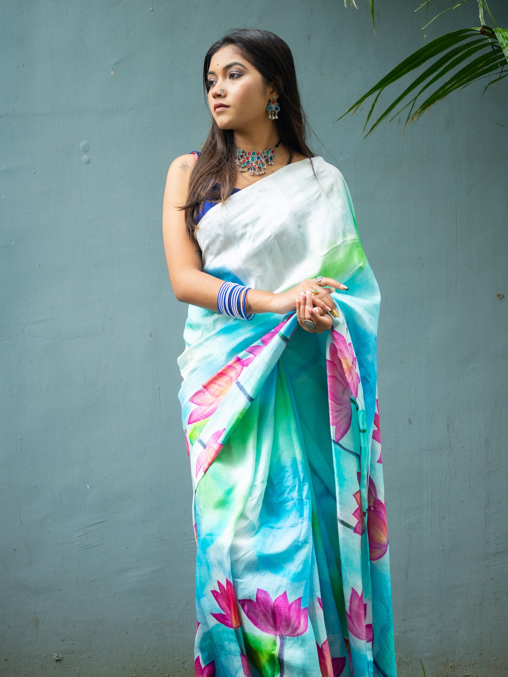 Padma hand painted silk Saree