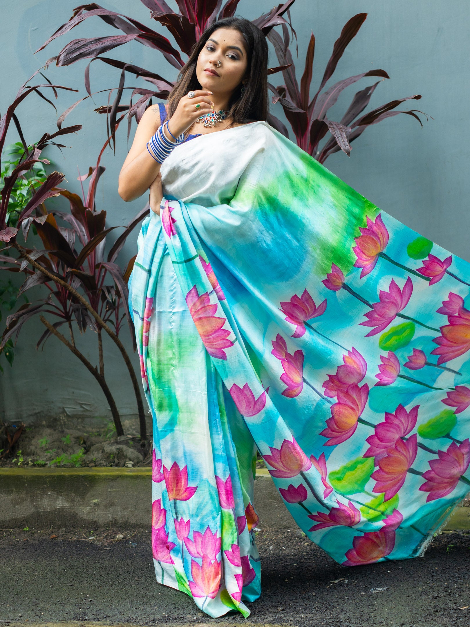 Padma hand painted silk Saree