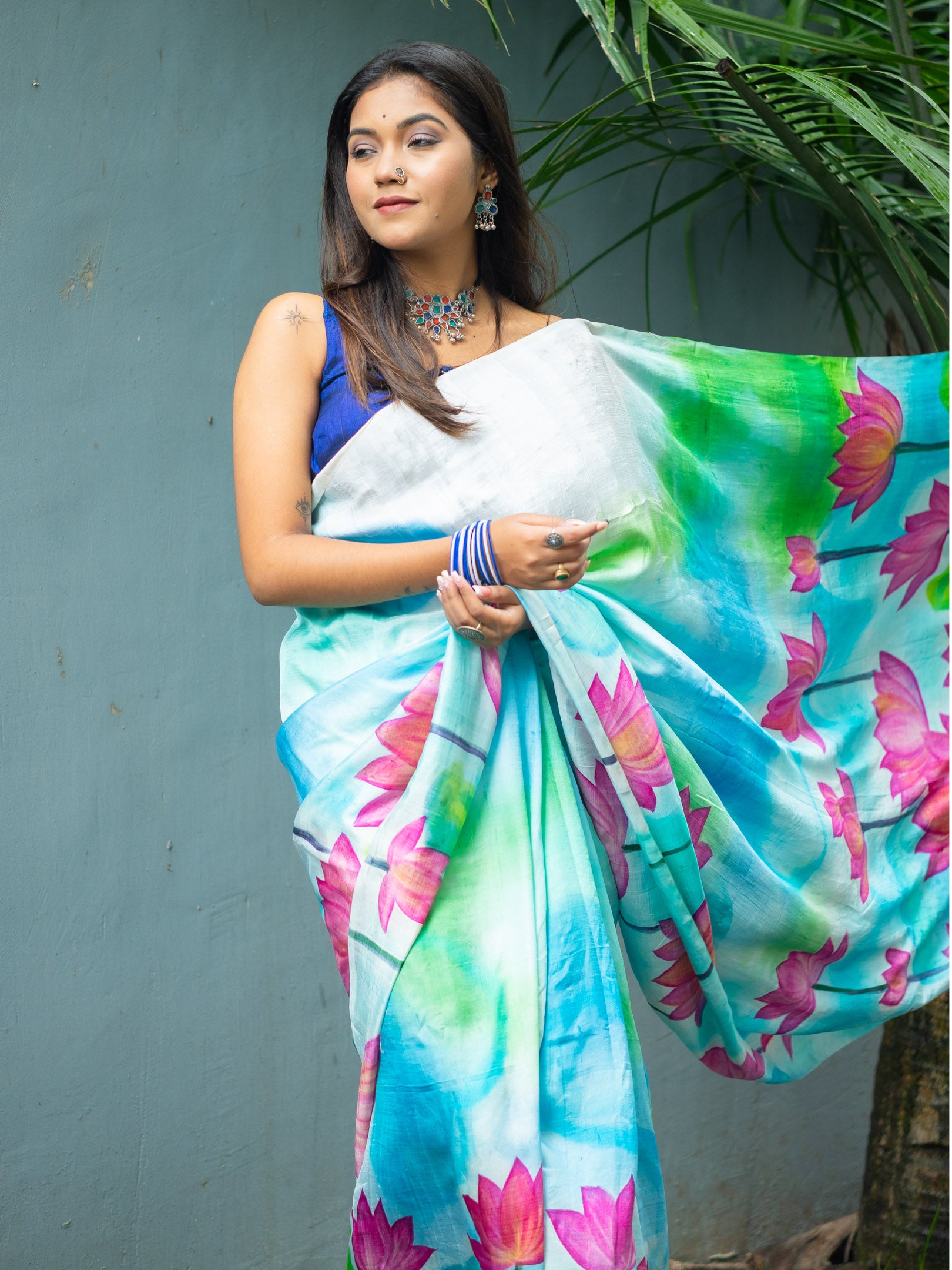 Padma hand painted silk Saree