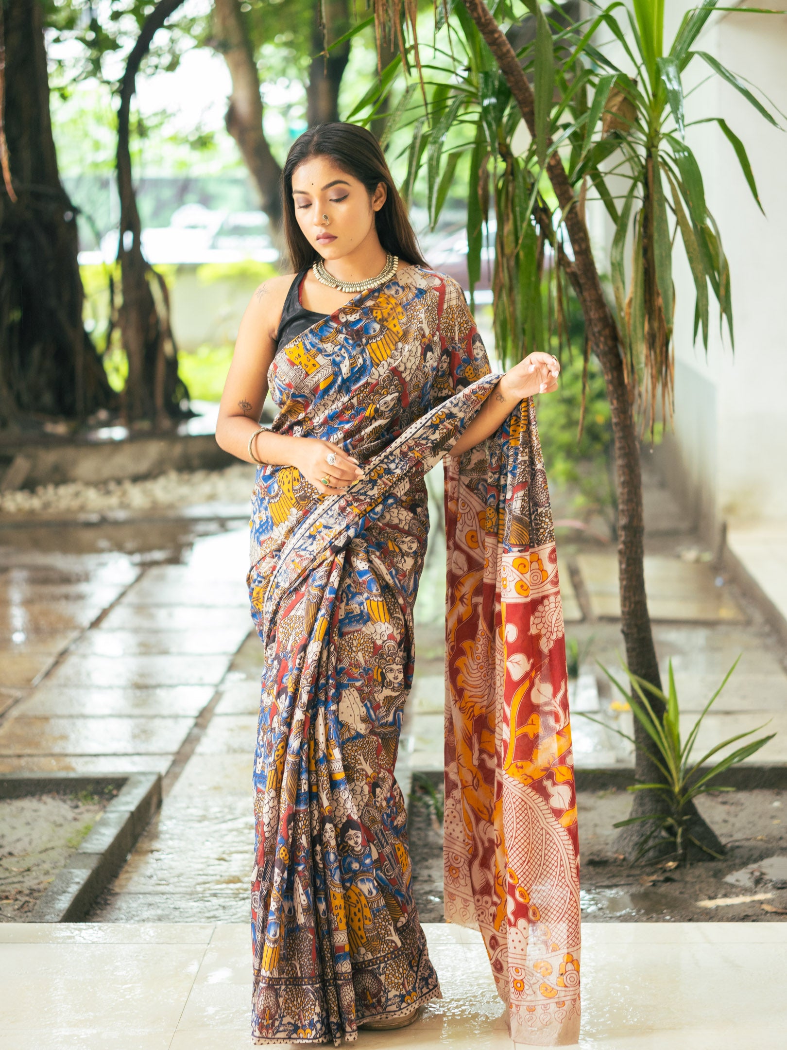 Kalamkari Cotton Saree — Rajkahini
