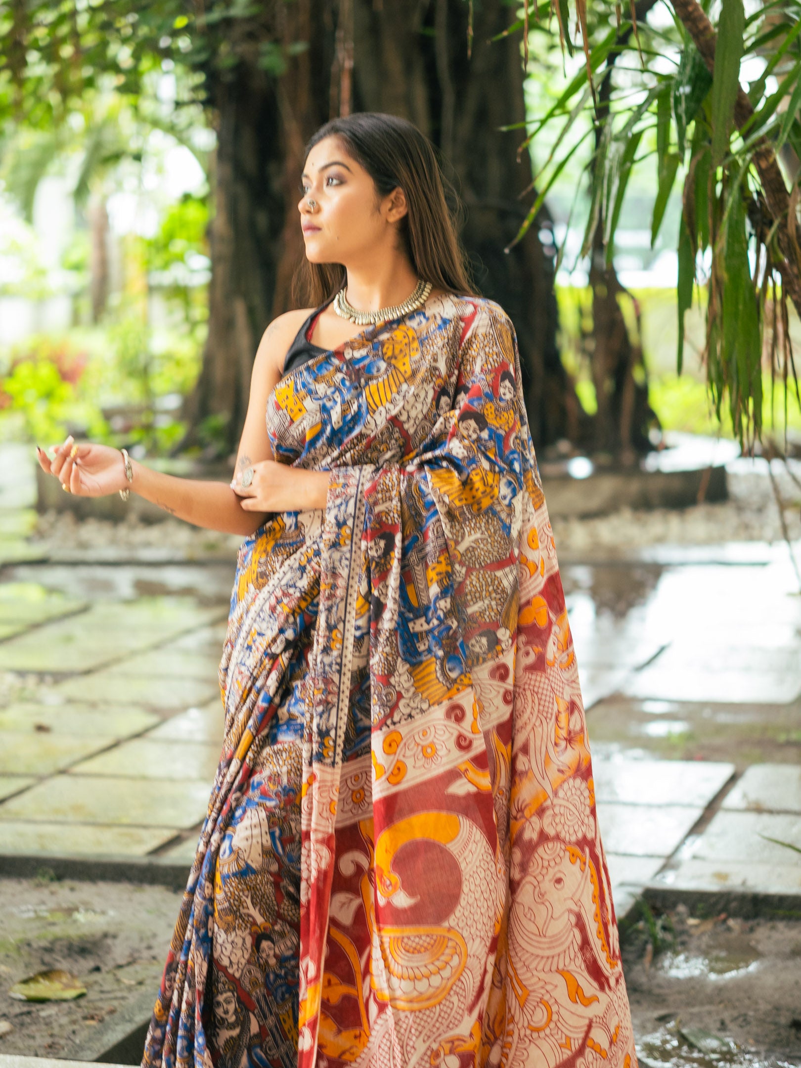 Kalamkari Cotton Saree — Rajkahini