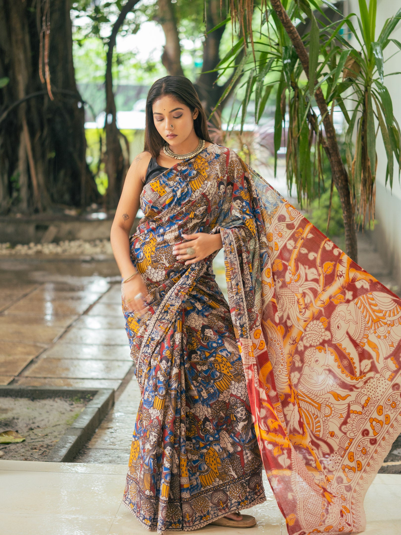 Kalamkari Cotton Saree — Rajkahini