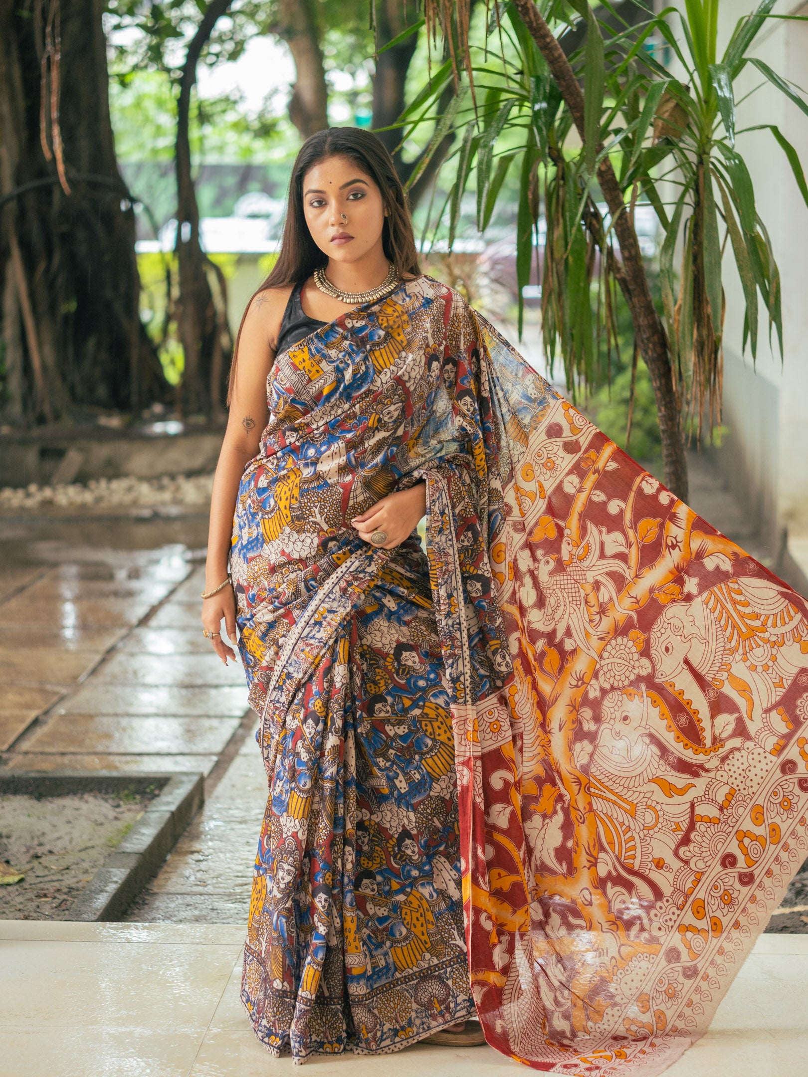 Kalamkari Cotton Saree — Rajkahini