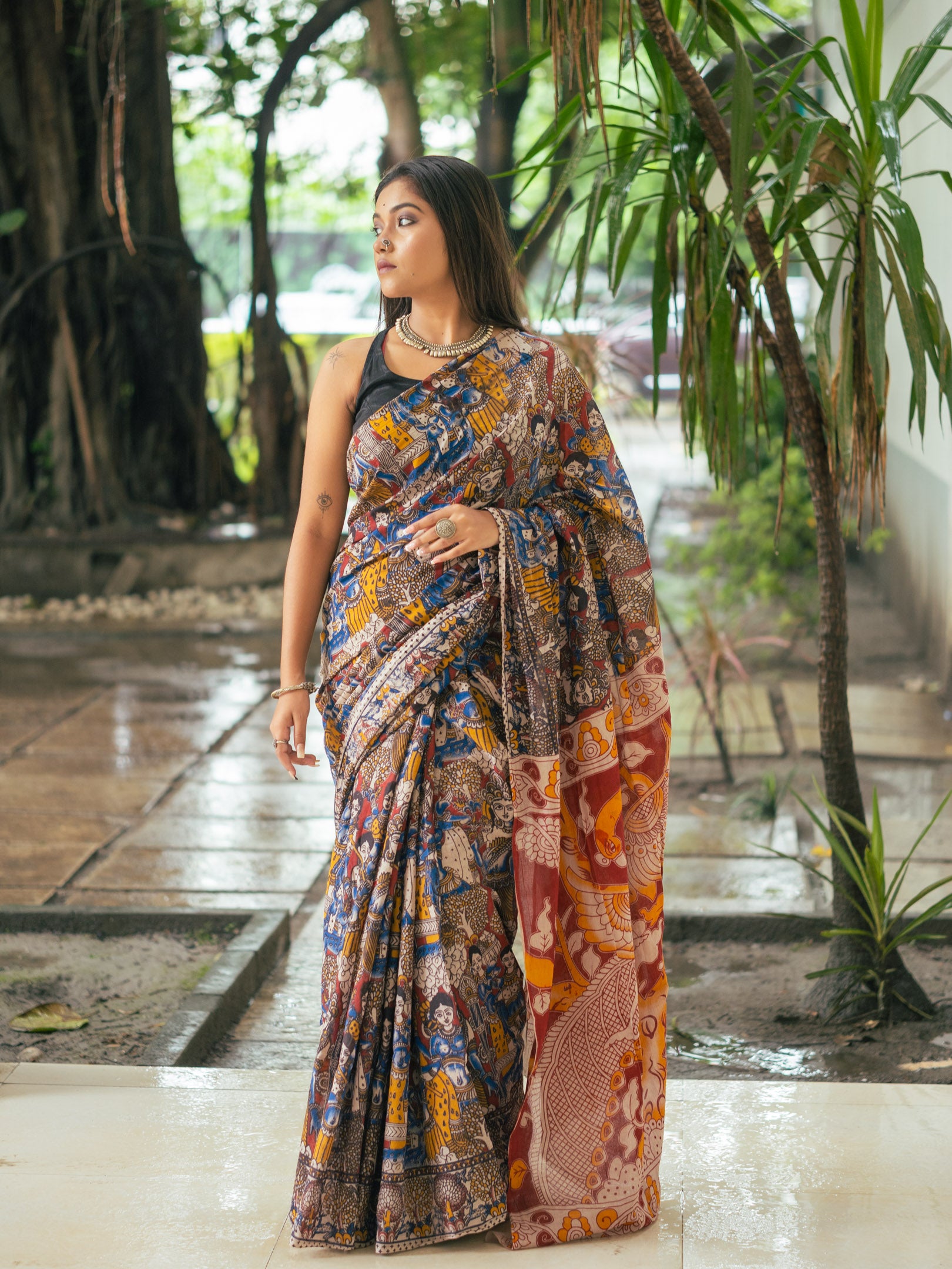 Kalamkari Cotton Saree — Rajkahini