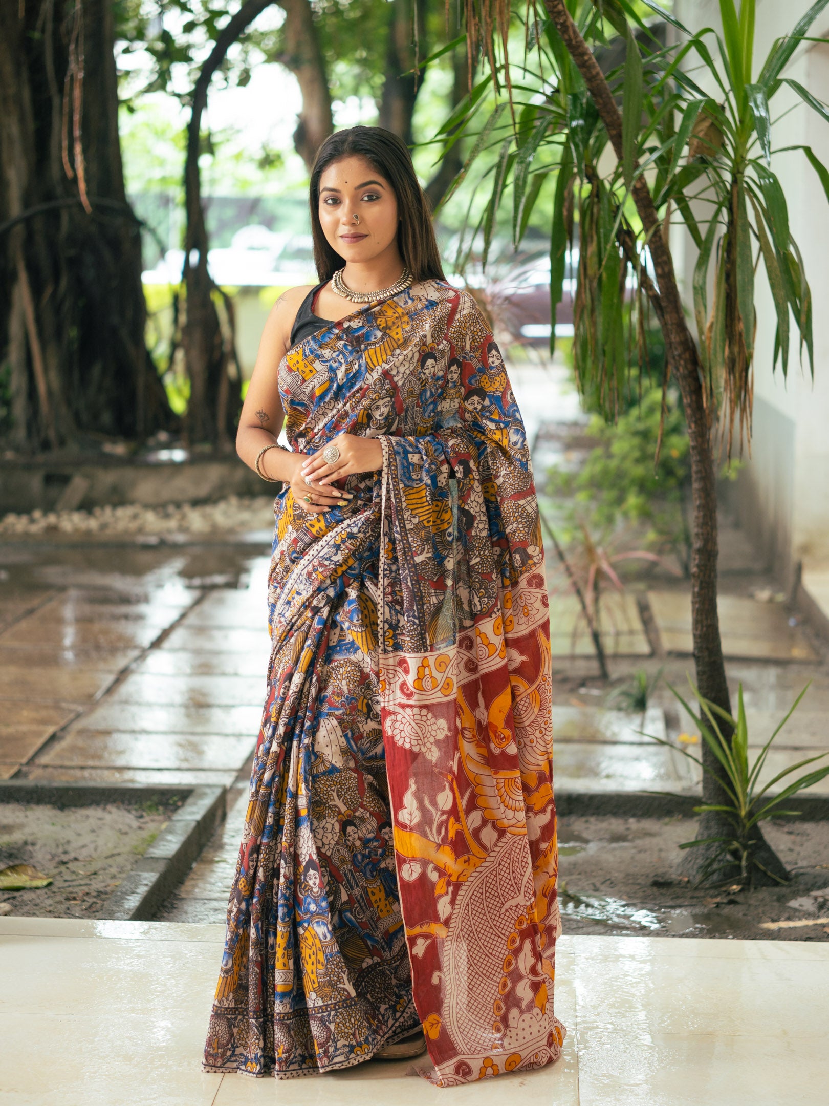 Kalamkari Cotton Saree — Rajkahini