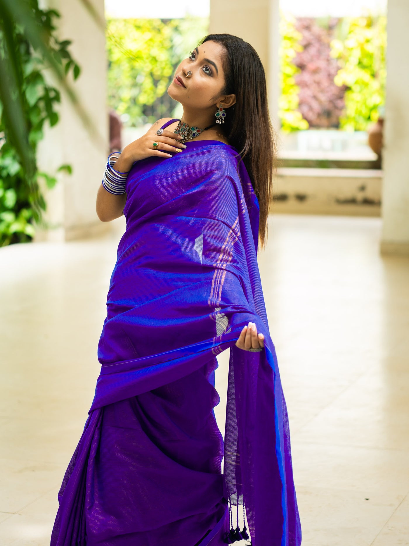 Peacock Blue Saree - Uttariya