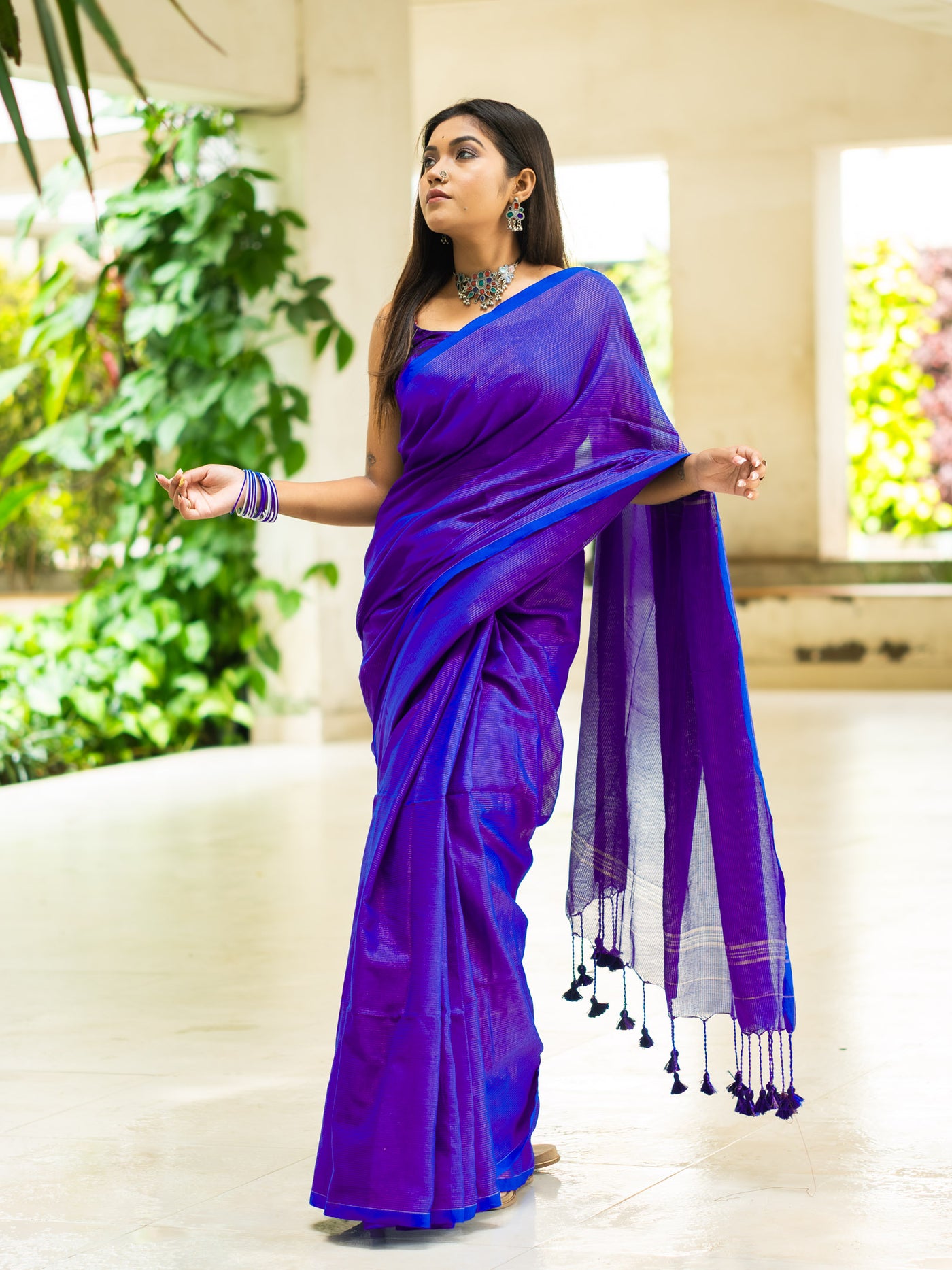 Peacock Blue Saree - Uttariya