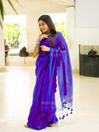Peacock Blue Saree - Uttariya