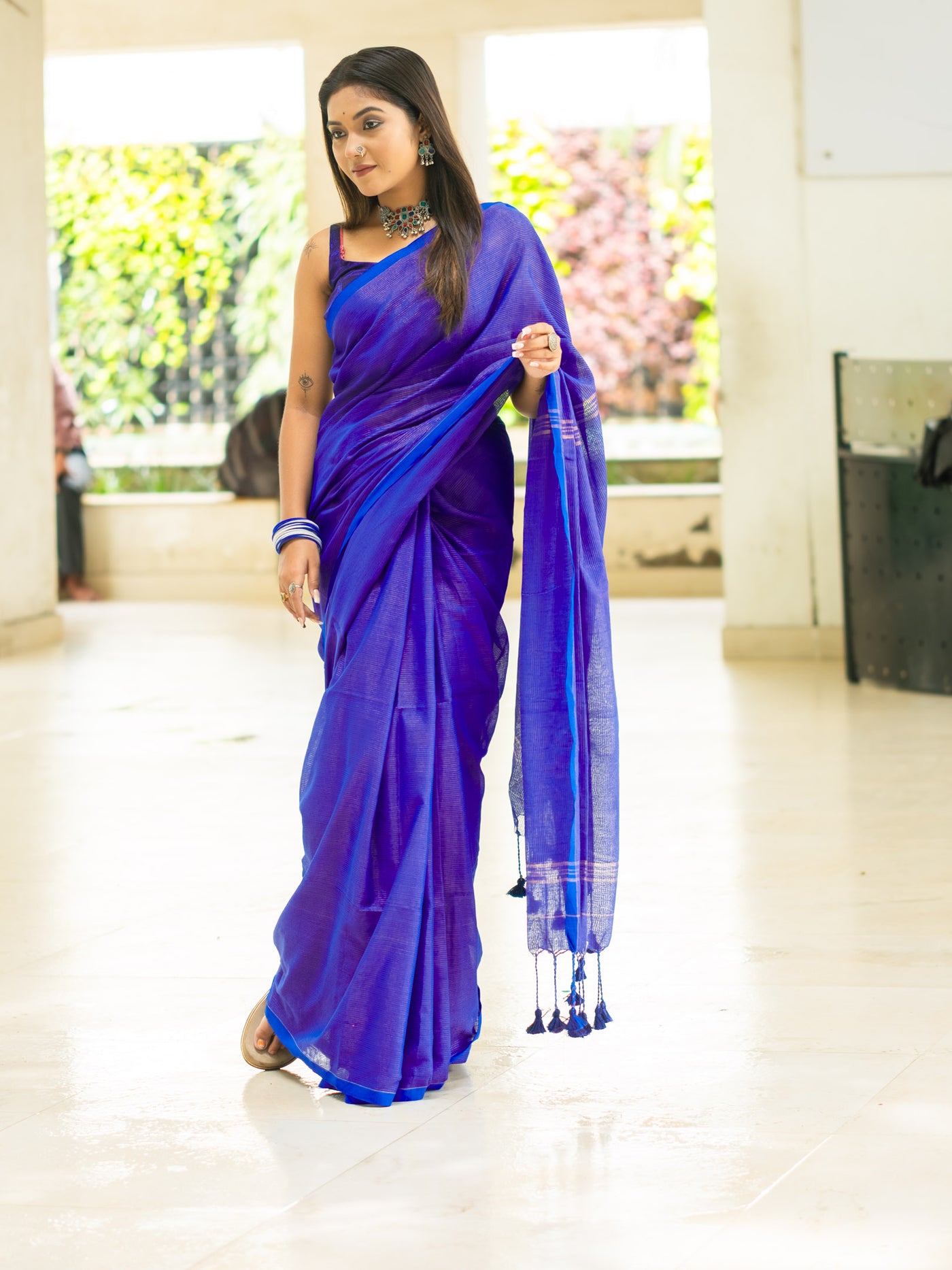 Peacock Blue Saree - Uttariya