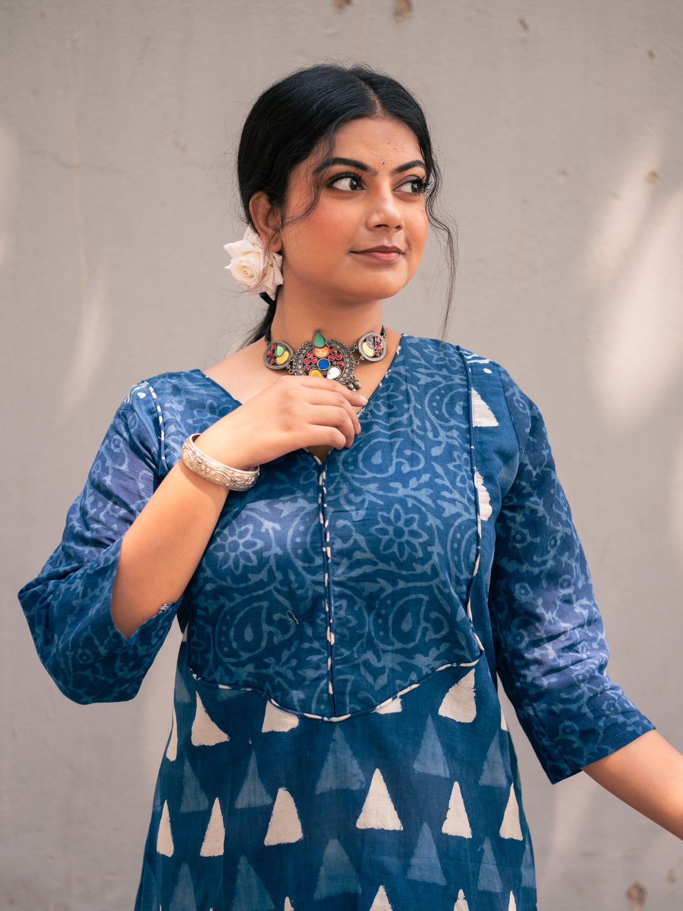 Blue Prism Triangle Printed Cotton Dress