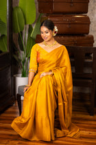 Gold Mulberry silk Saree - Uttariya