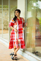 Laal Mela — Handwoven Gamcha Check Dress - Uttariya