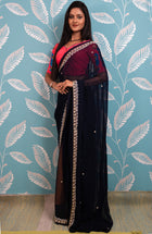 Navy Sitara Saree - Uttariya