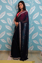 Navy Sitara Saree - Uttariya