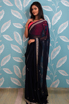 Navy Sitara Saree - Uttariya