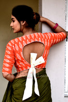 Orange Pulp Cotton Blouse for women - Uttariya