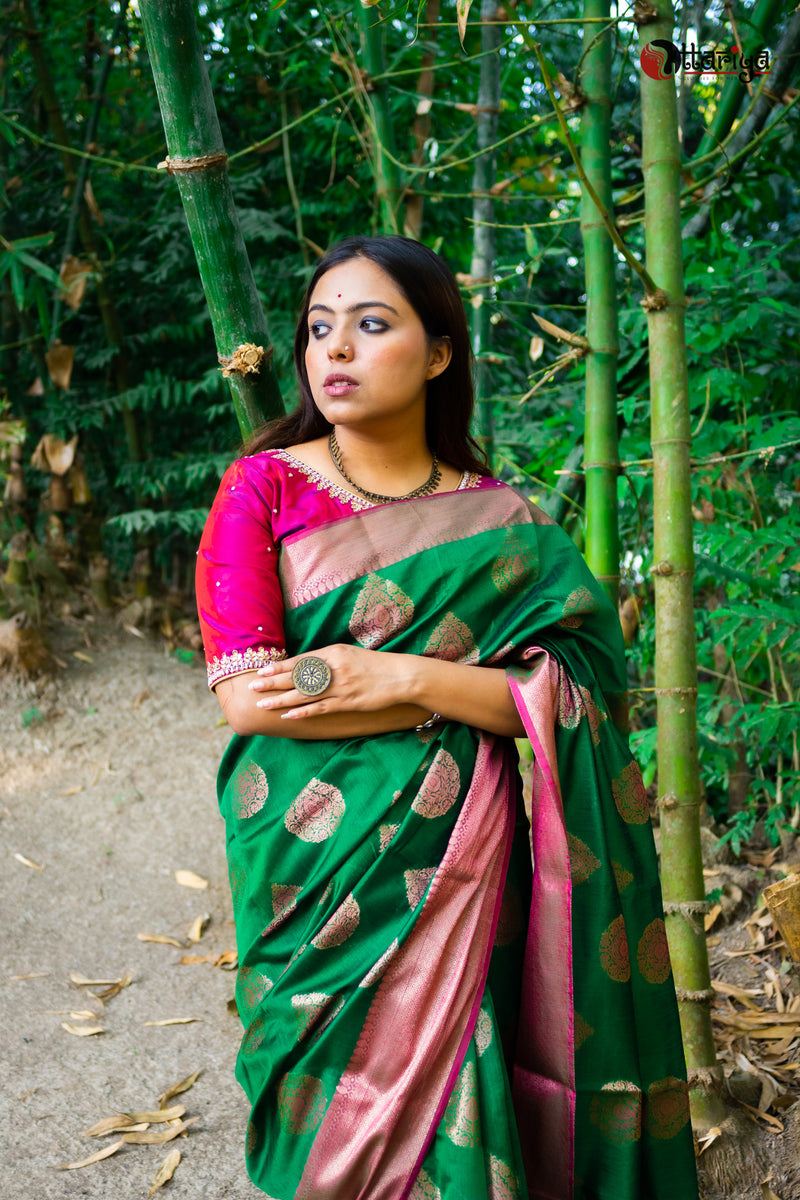 Green Boond Banarasi Silk Saree