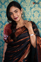 Black Banaras Silk Saree - Uttariya