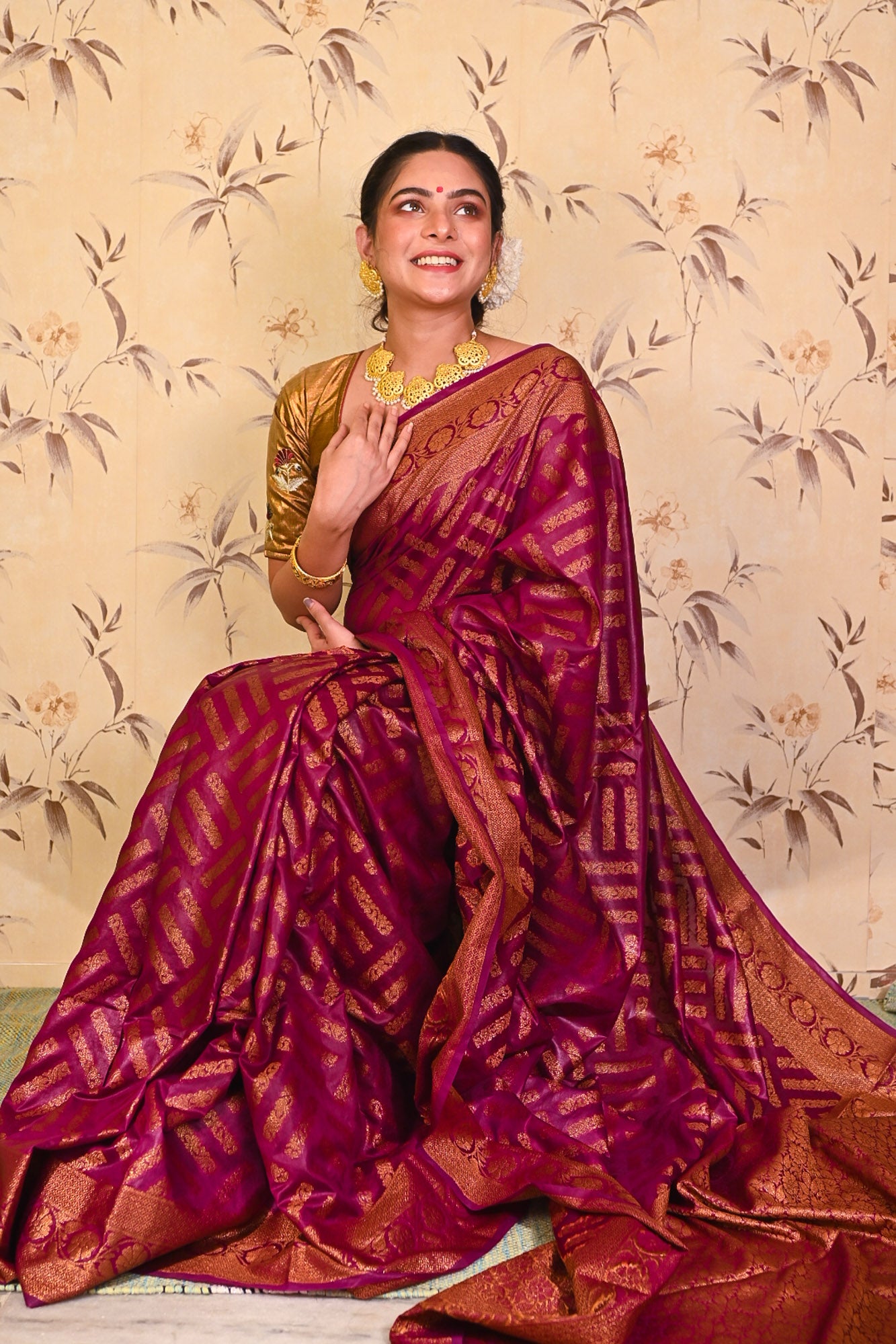 Spectacular Purple Heavy Zari Weaving Silk Reception Wear Saree(Un-Stitched)