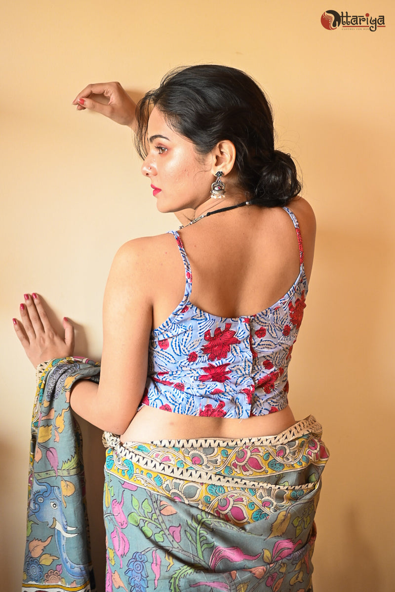 Hand block Sky blouse