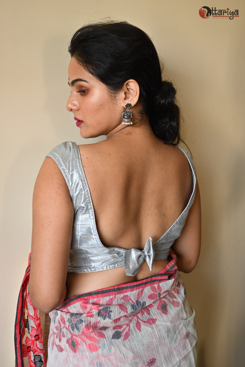 SIlver Sleeveless Blouse