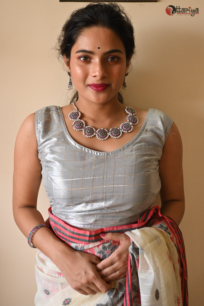 SIlver Sleeveless Blouse