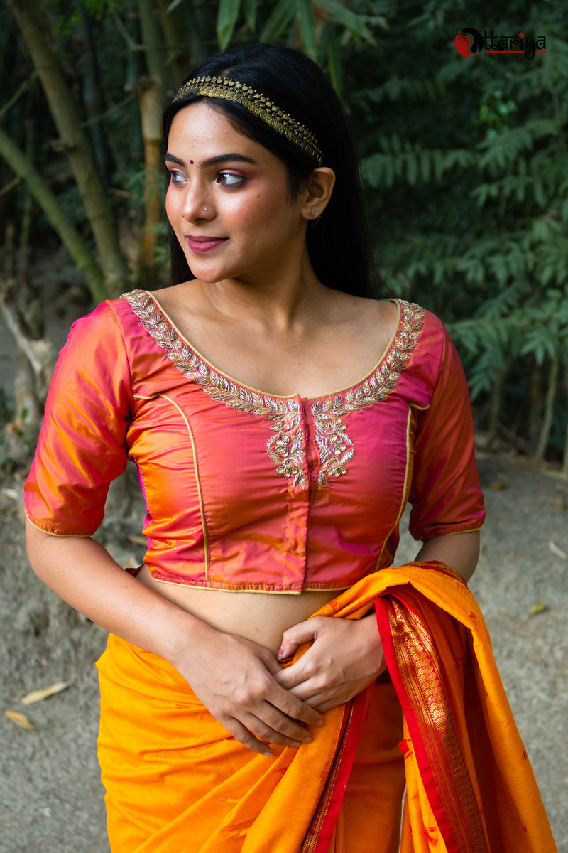 Rose pink Zardosi blouse