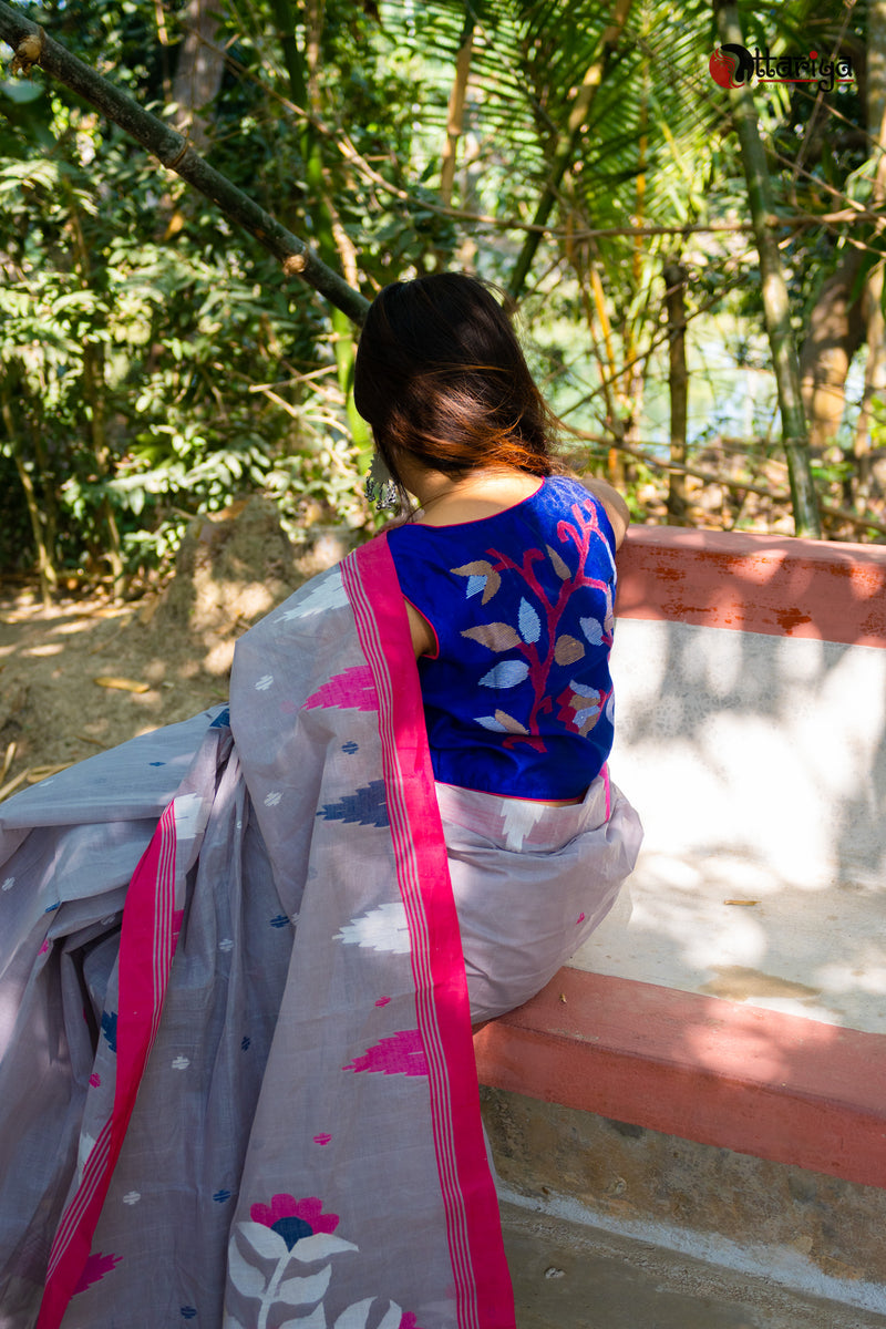 Mid night blue Jamdani Blouse