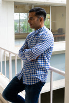 Cool Blue Handloom check shirt - Uttariya