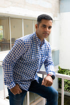 Cool Blue Handloom check shirt - Uttariya