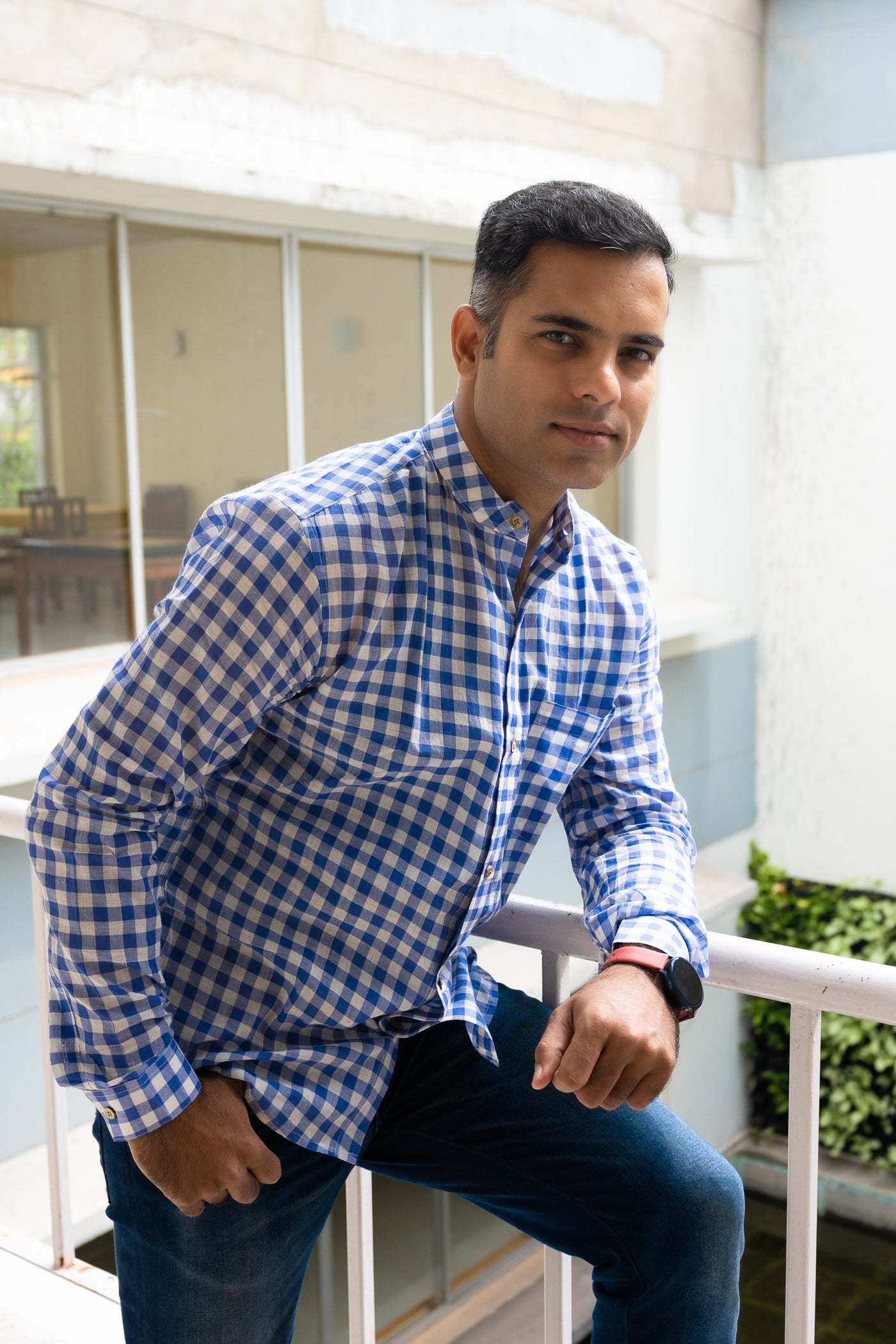Cool Blue Handloom check shirt - Uttariya