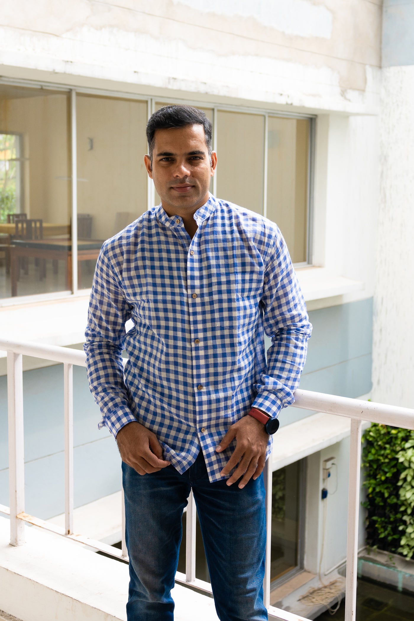 Pure cotton indigo check shirt - Uttariya