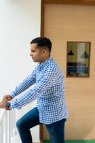 Cool Blue Handloom check shirt - Uttariya