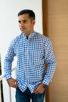 Cool Blue Handloom check shirt - Uttariya