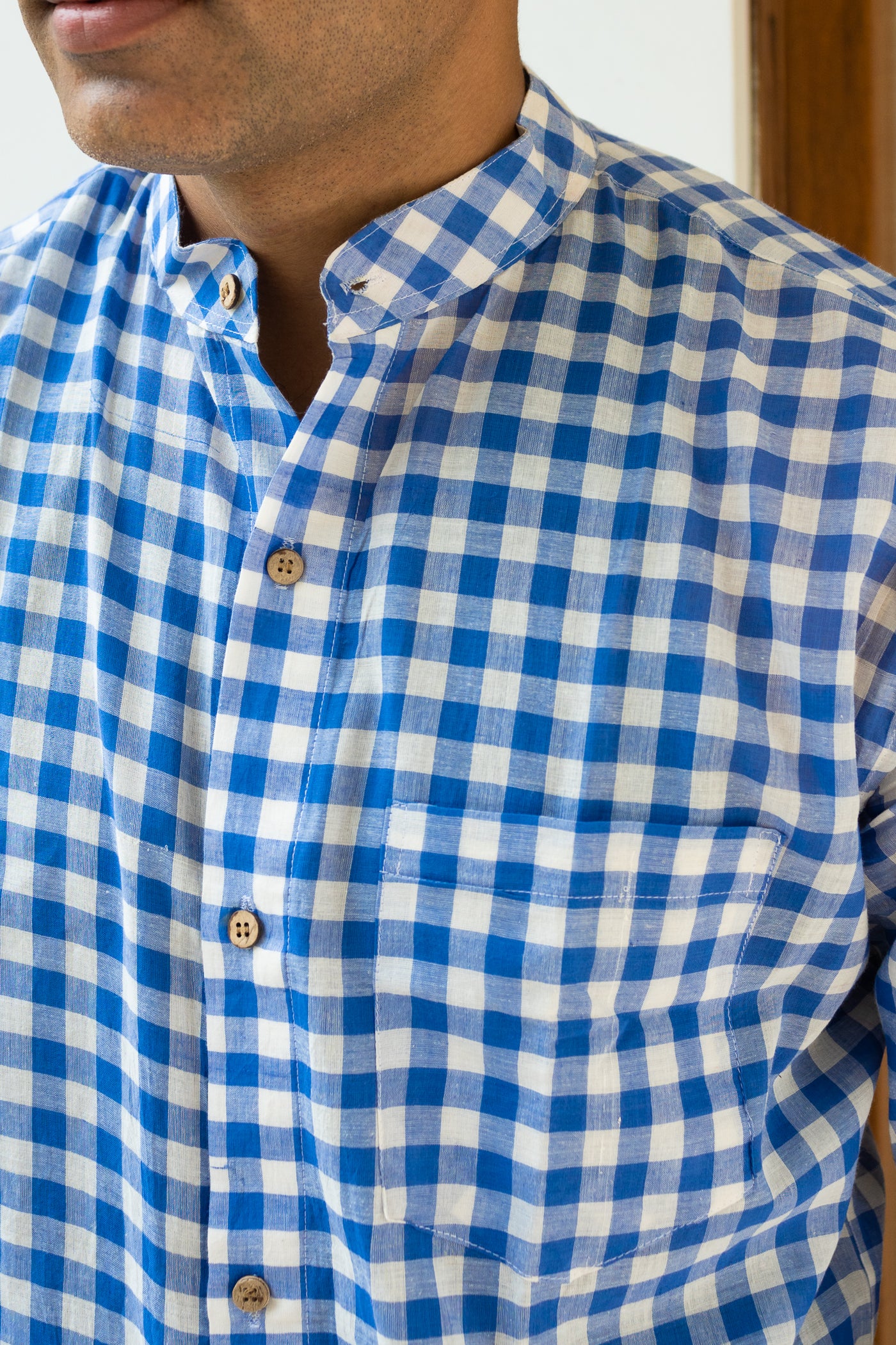 Pure cotton indigo check shirt - Uttariya