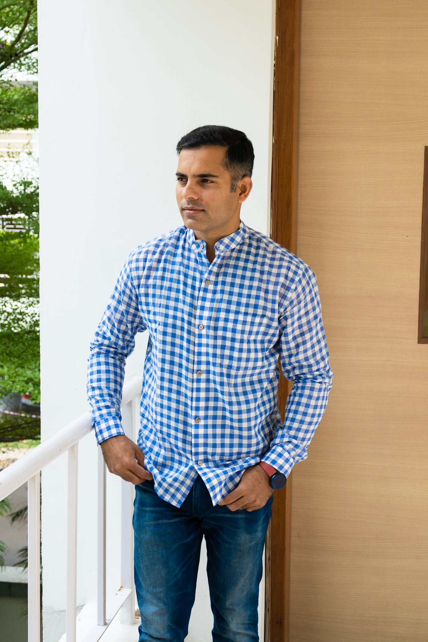 Pure cotton indigo check shirt - Uttariya