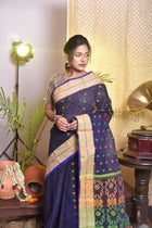 Mid Night Blue Jamdani Saree - Uttariya