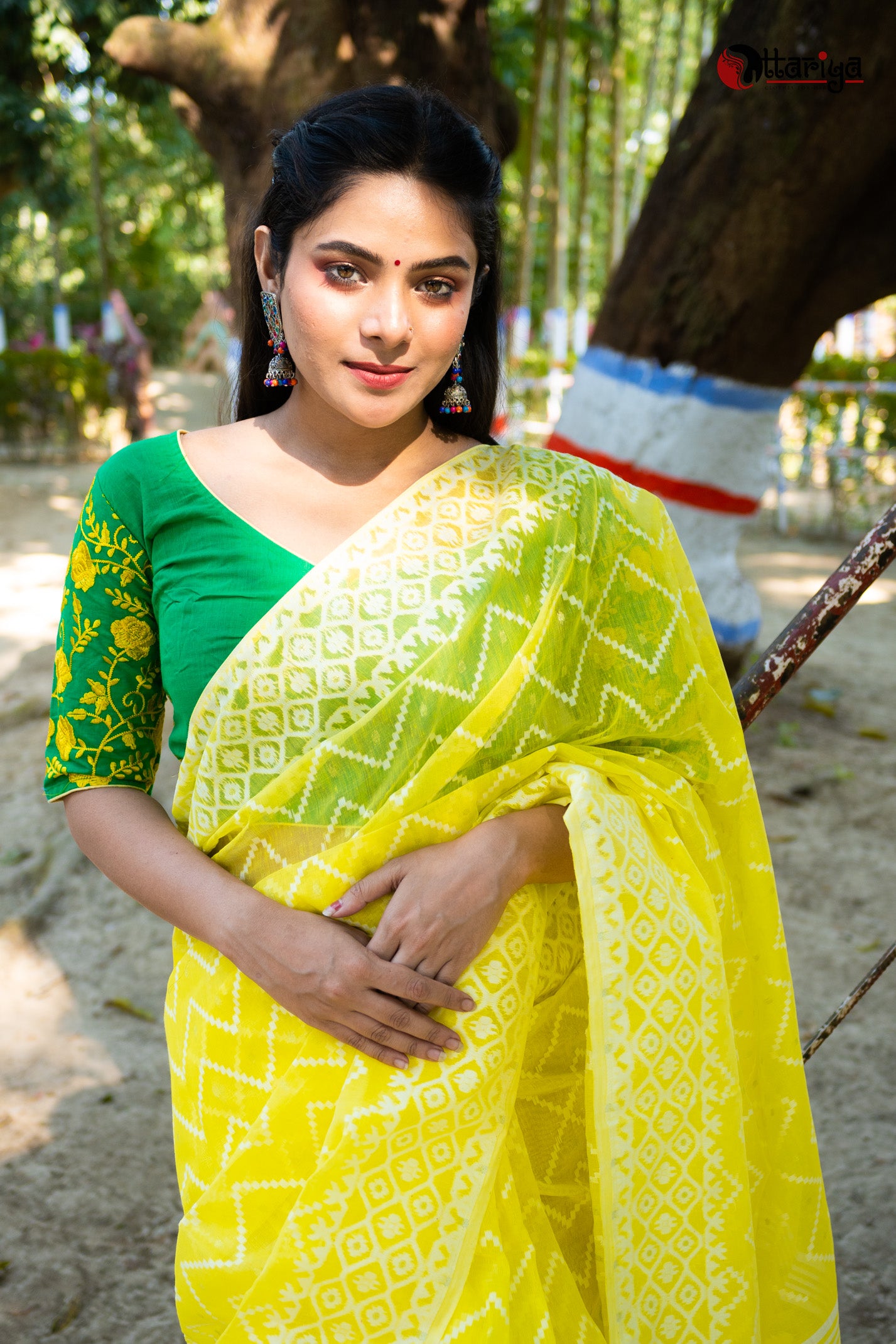 Buy Fospy Women Green Silk Blend, Jacquard Woven Regular Kanjivaram Saree  With Unstitched Blouse Piece Online at Best Prices in India - JioMart.