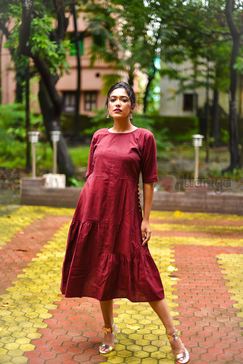 Maroon Dress - Uttariya