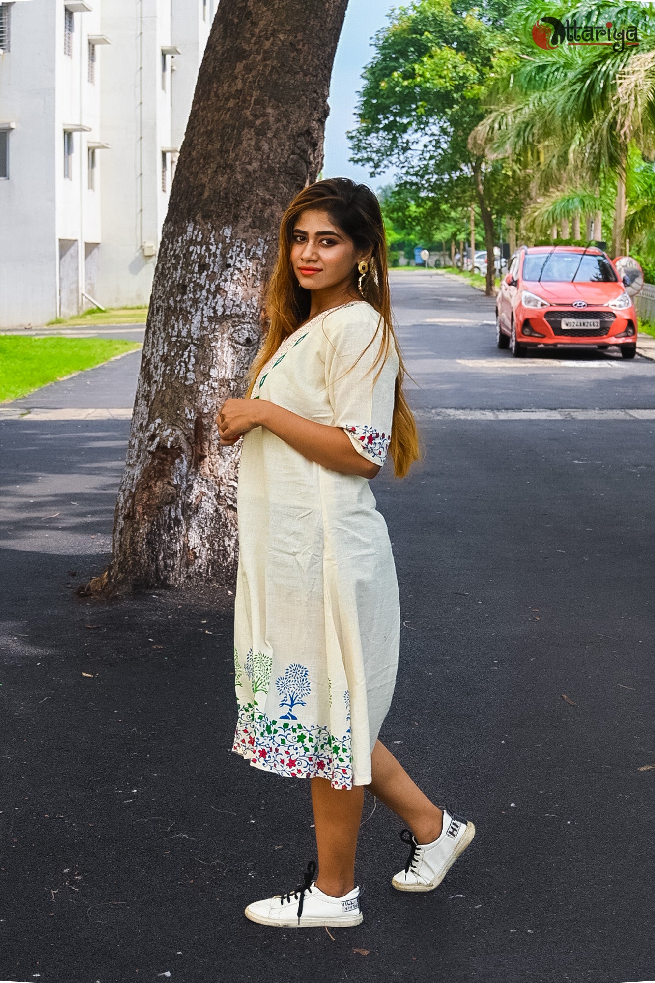 Hand crafted Khadi Block printed dress - Uttariya