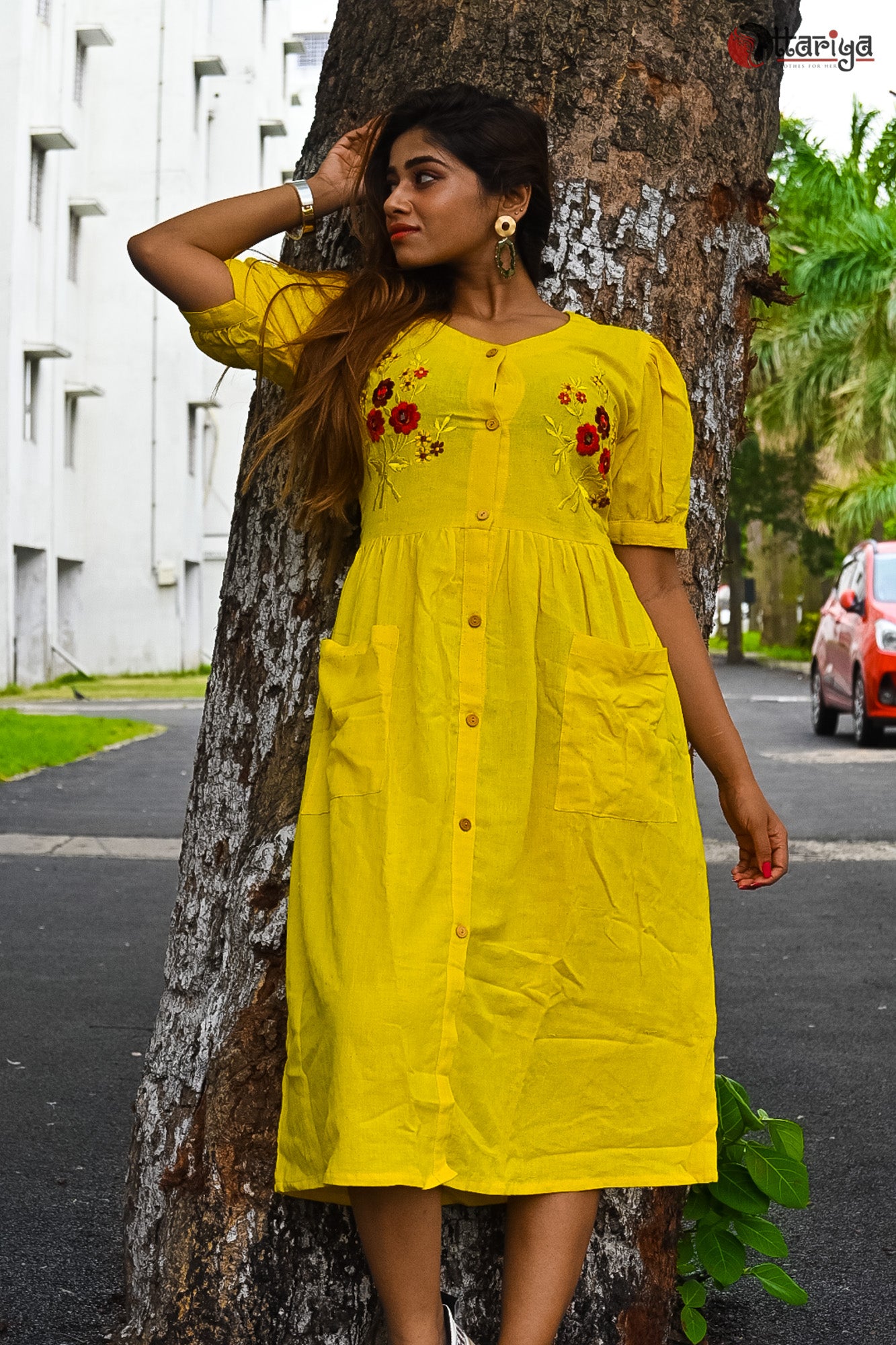 Yellow Rose Khadi Dress