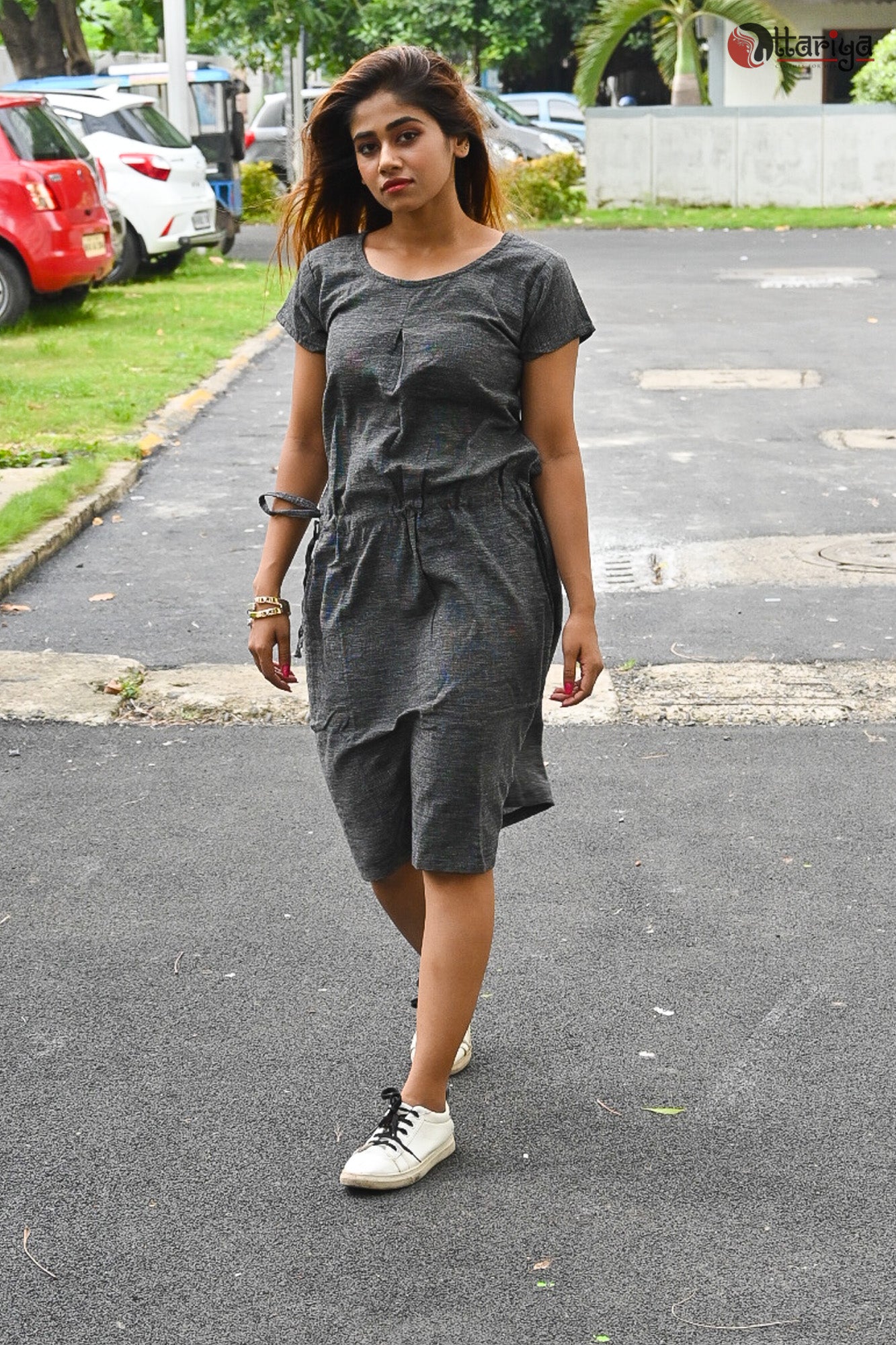 Gray Khadi Dress - Uttariya