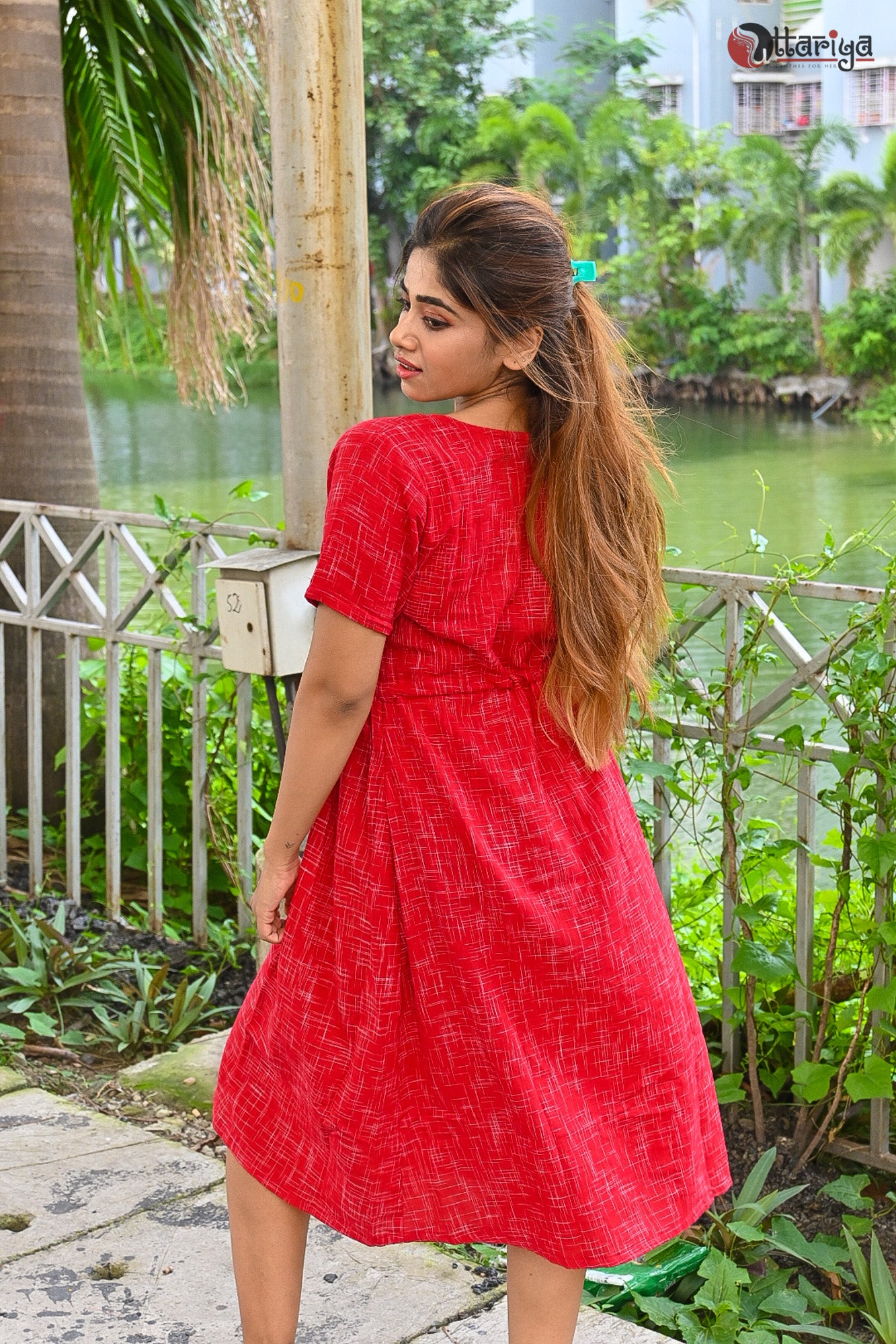 Red Mandarain Dress - Uttariya