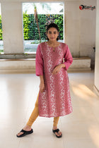 Nudde Pink chanderi silk Kurta - Uttariya