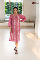 Nudde Pink chanderi silk Kurta - Uttariya