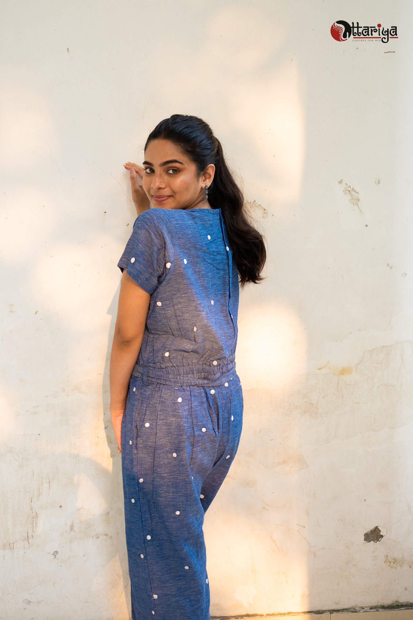 Cornflower Blue Whisper Handspun Cotton Jumpsuit - Uttariya