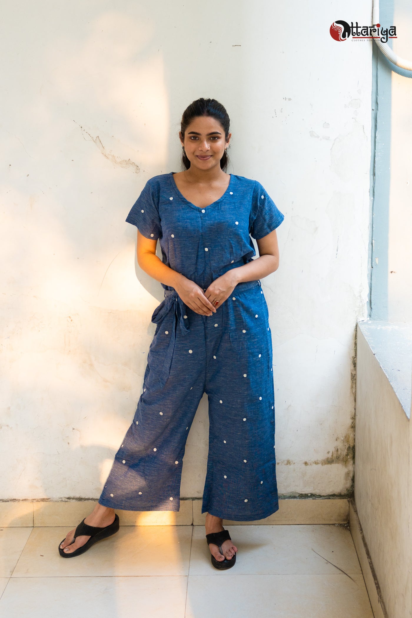 Cornflower Blue Whisper Handspun Cotton Jumpsuit - Uttariya